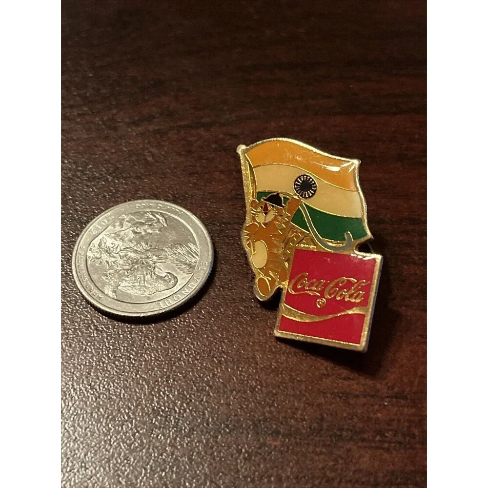1988‎ Seoul Olympics Coca Cola Hodori Tiger India Flag Lapel Pin